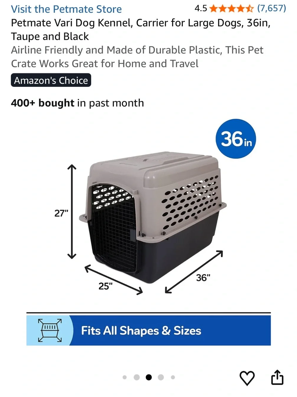 NEW Petmate Vari Dog Kennel , Hard Sided Carrier for Large Dogs